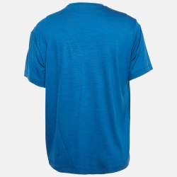 Pre Owned Ermenegildo Zegna Blue Wool Techmerino Crew Neck T-Shirt M