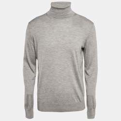 Zegna Cashseta Grey Cashmere Knit Turtle Neck Sweater L