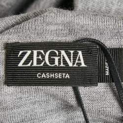 Zegna Cashseta Grey Cashmere Knit Turtle Neck Sweater L