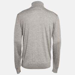 Zegna Cashseta Grey Cashmere Knit Turtle Neck Sweater L