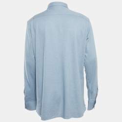 Zegna Blue Oxford Cotton Regular Fit Shirt XXL