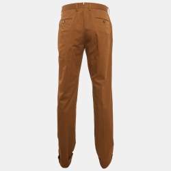 Ermenegildo Zegna Brown Cotton Regular Fit Trousers L
