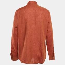 Ermenegildo Zegna Brown Linen Button Front Shirt XL