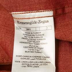 Ermenegildo Zegna Brown Linen Button Front Shirt XL