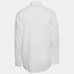 Pre Owned Ermenegildo Zegna White Cotton Blend Long Sleeve Shirt L