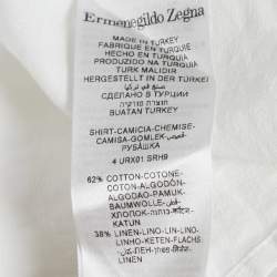 Pre Owned Ermenegildo Zegna White Cotton Blend Long Sleeve Shirt L
