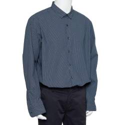 Pre Owned Ermenegildo Zegna Blue Printed Cotton Button Front Shirt 3XL    