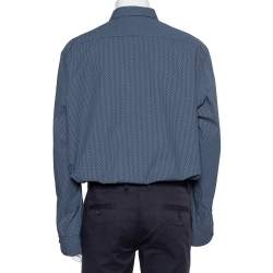 Pre Owned Ermenegildo Zegna Blue Printed Cotton Button Front Shirt 3XL    