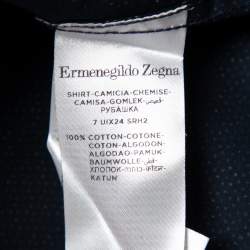 Pre Owned Ermenegildo Zegna Blue Printed Cotton Button Front Shirt 3XL    