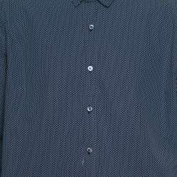 Pre Owned Ermenegildo Zegna Blue Printed Cotton Button Front Shirt 3XL    