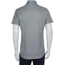 Pre Owned Ermenegildo Zegna Grey Printed Cotton Short Sleeve Shirt S