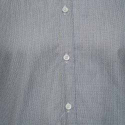 Pre Owned Ermenegildo Zegna Grey Printed Cotton Short Sleeve Shirt S