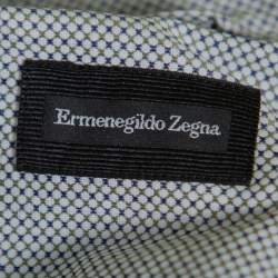 Pre Owned Ermenegildo Zegna Grey Printed Cotton Short Sleeve Shirt S