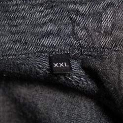 Pre Owned قميص ايرمينجيلدو زينيا كتان وقطن رصاصي داكن أزرار أمامية مقاس كبير جداً جداً (اكس اكس لارج)