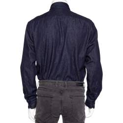 مملوكة مسبقًا Ermenegildo Zegna Blue Denim Button Front Shirt L