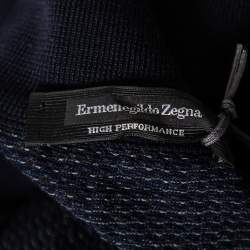 مملوكة مسبقًا كنزة إرمنيجيلدو زينيا هاي بيرفورمانس صوف منقوش أزرق كحلي مقاس كبير جدًا جدًا جدًا - إكس إكس إكس لارج