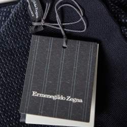 مملوكة مسبقًا كنزة إرمنيجيلدو زينيا هاي بيرفورمانس صوف منقوش أزرق كحلي مقاس كبير جدًا جدًا جدًا - إكس إكس إكس لارج