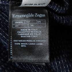 مملوكة مسبقًا كنزة إرمنيجيلدو زينيا هاي بيرفورمانس صوف منقوش أزرق كحلي مقاس كبير جدًا جدًا جدًا - إكس إكس إكس لارج