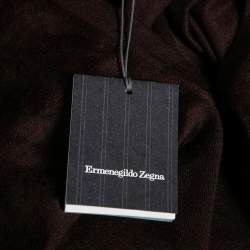 Pre Owned Ermenegildo Zegna Brown Cashmere & Silk Knit V-Neck Sweater 4XL