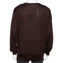 Pre Owned Ermenegildo Zegna Brown Cashmere & Silk Knit V-Neck Sweater 4XL