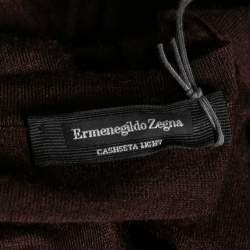 Pre Owned Ermenegildo Zegna Brown Cashmere & Silk Knit V-Neck Sweater 4XL