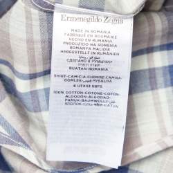 Pre Owned Ermenegildo Zegna Blue Checked Cotton Long Sleeve Shirt L
