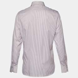 Pre Owned Ermenegildo Zegna Blue and Red Striped Cotton 100Fili Tailored Fit Shirt XL