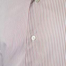 Pre Owned Ermenegildo Zegna Blue and Red Striped Cotton 100Fili Tailored Fit Shirt XL