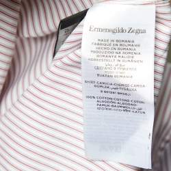 Pre Owned Ermenegildo Zegna Blue and Red Striped Cotton 100Fili Tailored Fit Shirt XL