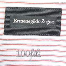 Pre Owned Ermenegildo Zegna Blue and Red Striped Cotton 100Fili Tailored Fit Shirt XL