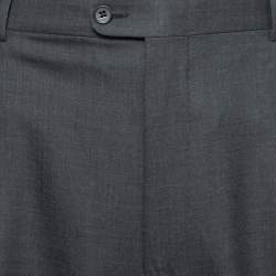 مملوكة مسبقًا Ermenegildo Zegna Su Misura Charcoal Grey Wool Cool Effect Trousers 5XL Waist 42"