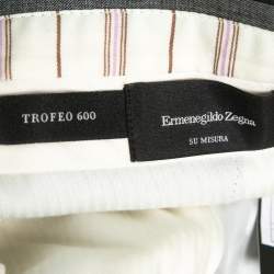 Pre Owned Ermenegildo Zegna Su Misura Grey Wool Trofeo 600 Trousers 5XL Waist 39.5"