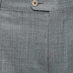 Pre Owned Ermenegildo Zegna Su Misura Grey Wool Trofeo 600 Trousers 5XL Waist 39.5"