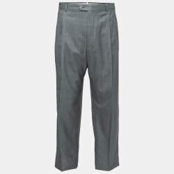 Pre Owned Ermenegildo Zegna Su Misura Grey Wool Trofeo 600 Trousers 5XL Waist 39.5"