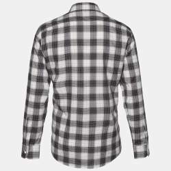 Pre Owned Ermenegildo Zegna Light Grey Plaid Check Cotton Long Sleeve Shirt L