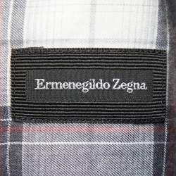 Pre Owned Ermenegildo Zegna Light Grey Plaid Check Cotton Long Sleeve Shirt L