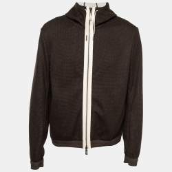 Pre Owned Ermenegildo Zegna Brown Perforated Cashmere Hooded Jacket XXL