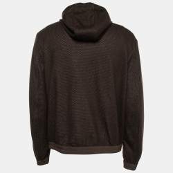 Pre Owned Ermenegildo Zegna Brown Perforated Cashmere Hooded Jacket XXL