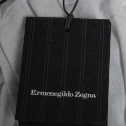 Pre Owned Ermenegildo Zegna Light Blue Checked Linen & Cotton Shirt XL