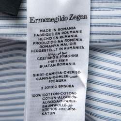 مملوكة مسبقًا Ermenegildo Zegna Blue Striped Cotton Button Front Shirt XL