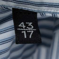 مملوكة مسبقًا Ermenegildo Zegna Blue Striped Cotton Button Front Shirt XL