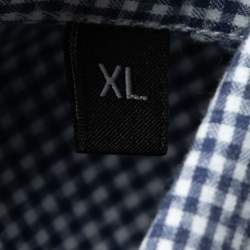 مملوك ة مسبقًا Ermenegildo Zegna Blue Gingham Cotton Button Front Shirt XL