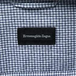 مملوكة مسبقًا Ermenegildo Zegna Blue Gingham Cotton Button Front Shirt XL