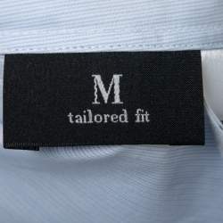 Pre Owned Ermenegildo Zegna Light Blue Striped Cotton Button Front Shirt L