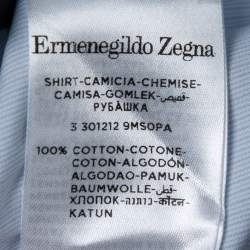 Pre Owned Ermenegildo Zegna Light Blue Striped Cotton Button Front Shirt L
