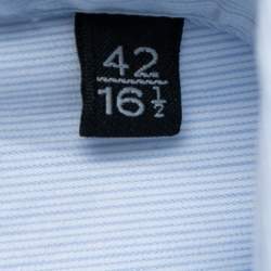 Pre Owned Ermenegildo Zegna Light Blue Striped Cotton Button Front Shirt L