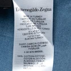 مملوكة مسبقًا Ermenegildo Zegna Blue Chambray Button Front Shirt L    