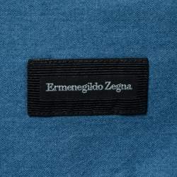 مملوكة مسبقًا Ermenegildo Zegna Blue Chambray Button Front Shirt L    