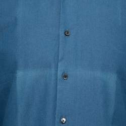 مملوكة مسبقًا Ermenegildo Zegna Blue Chambray Button Front Shirt L    