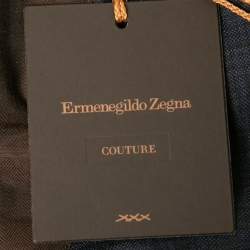 Pre Owned Ermenegildo Zegna Couture Dark Blue Patterned Wool Single-Breasted Blazer S